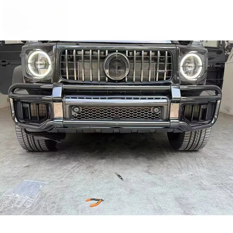2025 Glossy Black New G Class 1V1 Bull Bar W465 G63 Front Bumper Guard for Car Body Kits BULL BAR WITH BRACKET